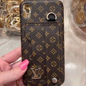 iPhone XS Max case luxury card slot wallet brown monogram ring keychain fashion